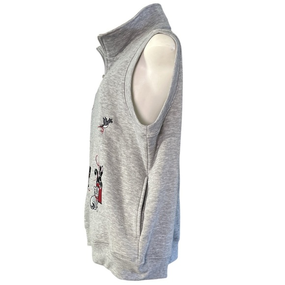 Gray Cat Embroidered Vest Women’s Size M | Whimsical Cozy Animal Print Layer - Picture 3 of 14
